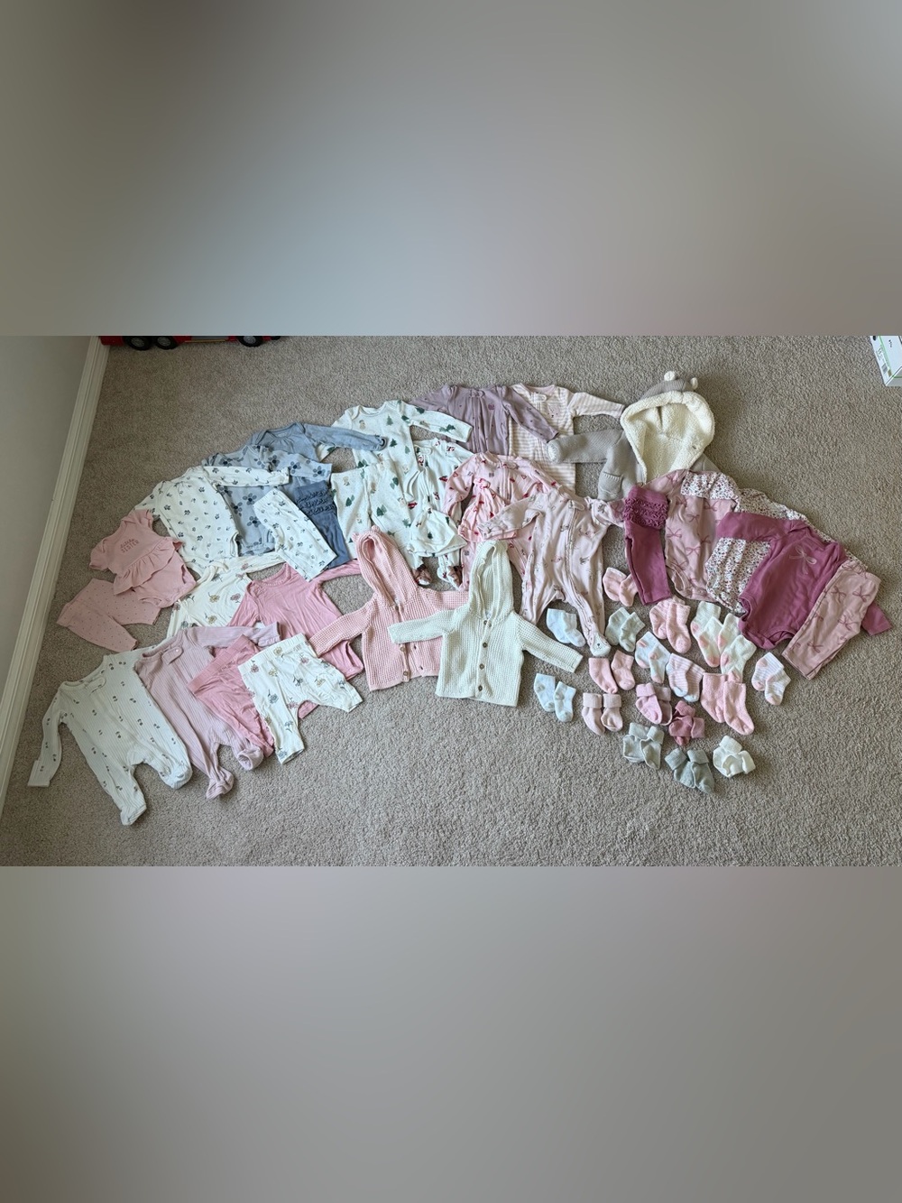 48 Piece Carter’s Baby Girl Large Clothing Bundle
